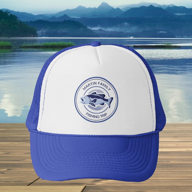 Custom Family Fishing Trip Blue Lake Bass Trucker Hat (Creator Uploaded)
