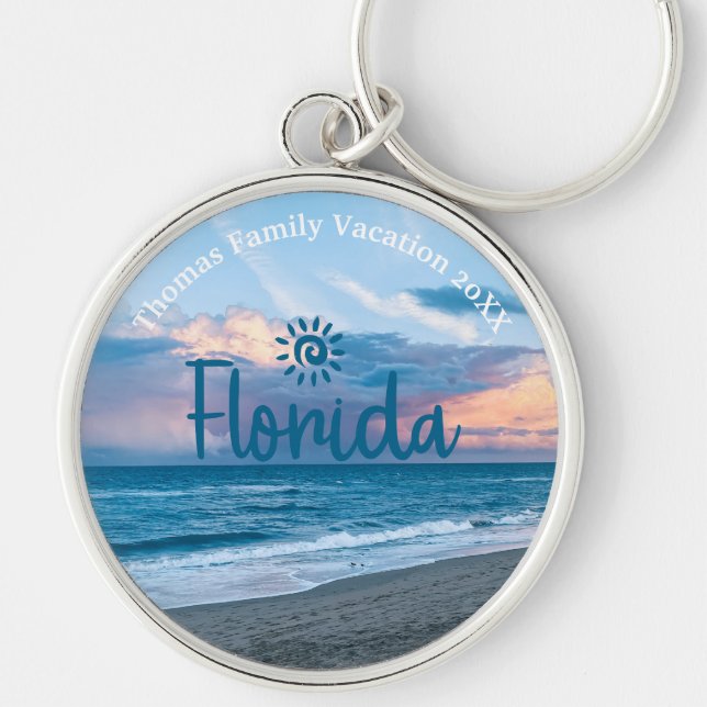 Custom Family Florida Beach Vacation Key Ring (Front)