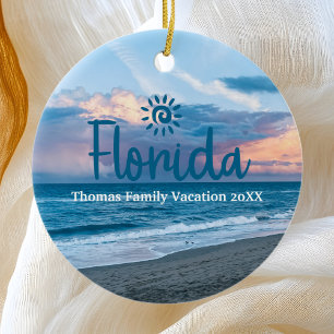 Custom Family Florida Vacation Christmas Tree Ceramic Tree Decoration