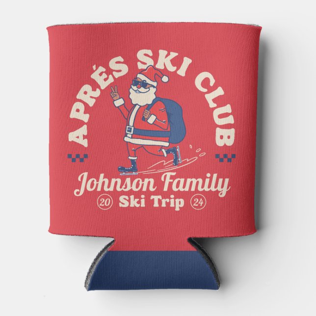 Custom Family Friends Group Ski Trip Ice Skating Can Cooler (Front)