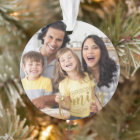Custom FAMILY Gold Script 2 Photo Keepsake Ornamen