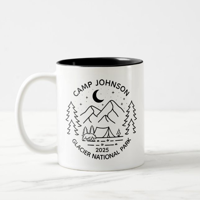 Custom Family Group Matching Camping Two-Tone Coffee Mug (Left)