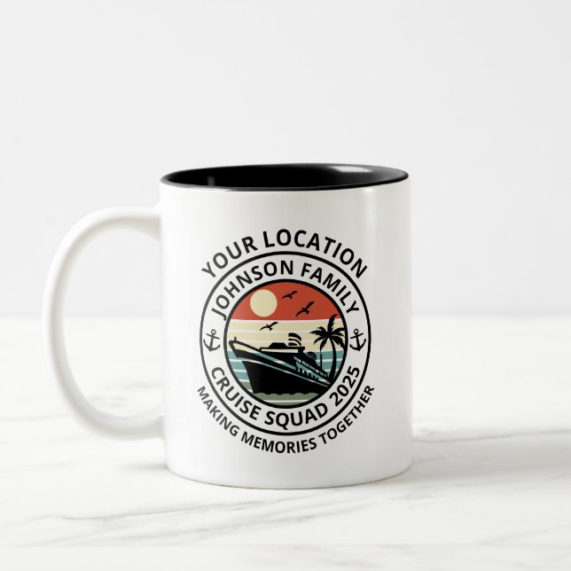 Custom Family Group Matching Cruise Trip  Two-Tone Coffee Mug (Left)