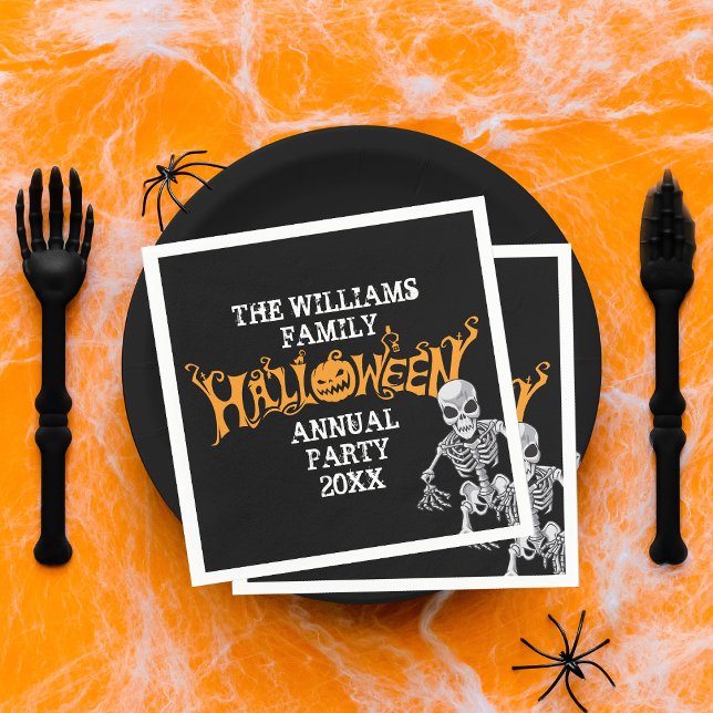 Custom Family Halloween Annual Party Skeleton Napkin (Creator Uploaded)