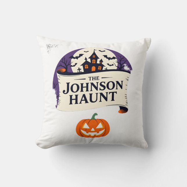 Custom Family Haunted Home Pillow - Personalised H (Front)