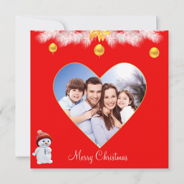 Custom Family Heart & Cute Snowman Christmas (Front)