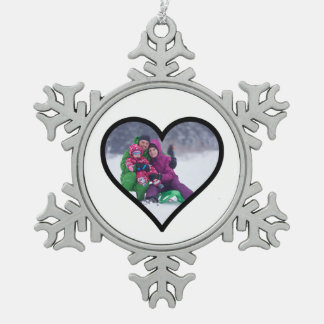 Custom Family Heart Photo Snowflake Ornament