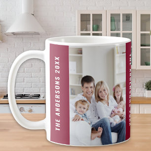 Custom Family Holiday Christmas Photo Deep Red Coffee Mug