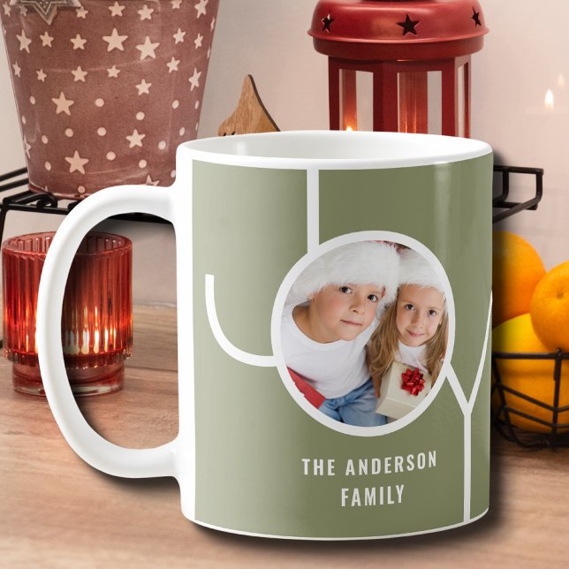 Custom Family Holiday Christmas Photo Green Coffee Mug (Creator Uploaded)