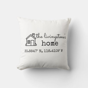 Custom Family Home GPS Coordinates Location Gift Cushion