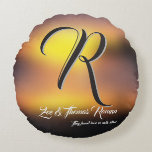 Custom family housewarming gift round pillow