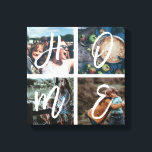 Custom Family Instagram Photo Collage Brush Script Canvas Print<br><div class="desc">Personalised keepsake canvas art print with 4 of your family photos arranged in a square grid photo collage. Great gift for mum,  dad,  family,  friends,  parents,  and grandparents!</div>