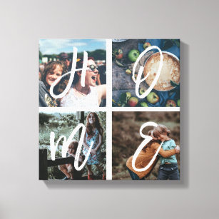 Custom Family Instagram Photo Collage Brush Script Canvas Print