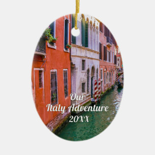 Custom Family Italy Trip Photo Ceramic Tree Decoration