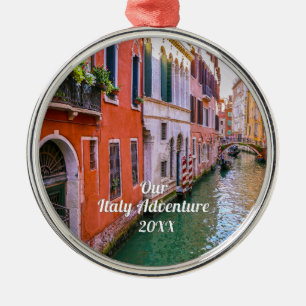 Custom Family Italy Trip Photo Metal Tree Decoration