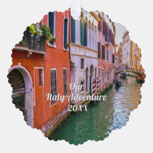 Custom Family Italy Trip Photo Tree Decoration Card