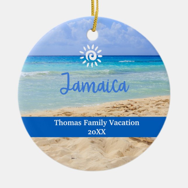 Custom Family Jamica Vacation Christmas Ceramic Tree Decoration (Front)