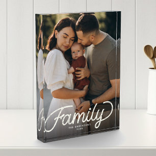 Custom Family Keepsake Modern Cute Script Photo Block