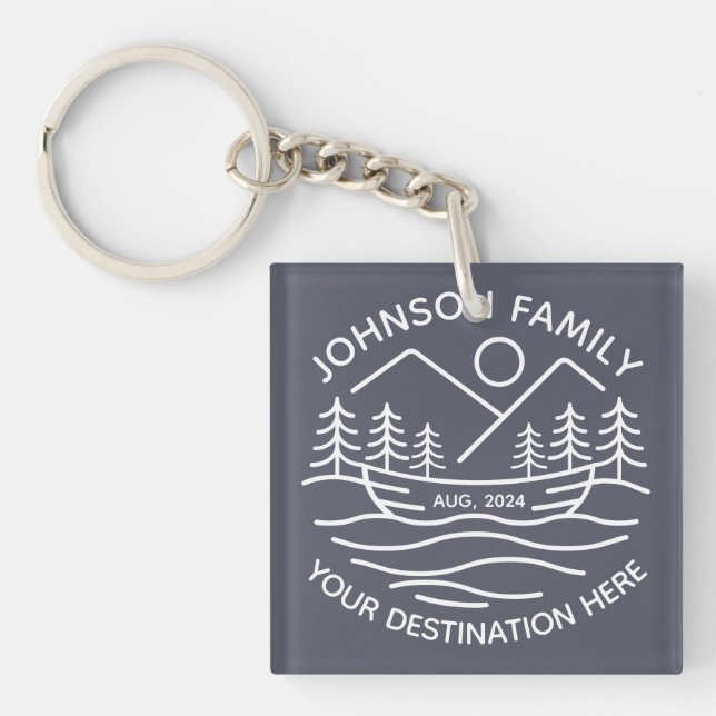 Custom Family Lake Camping Vacation Group Matching Key Ring (Front)