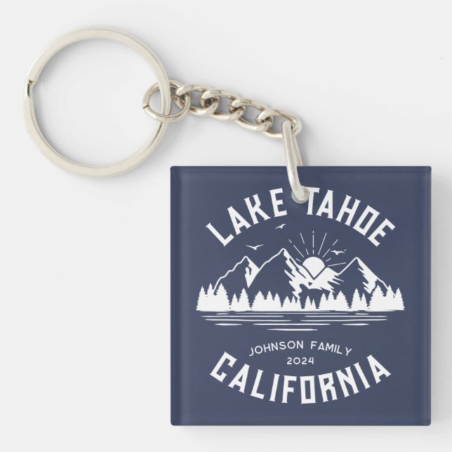 Custom Family Lake Camping Vacation Group Matching Key Ring (Front)