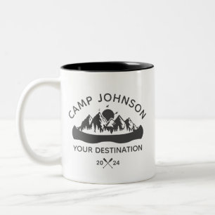 Custom Family Lake Camping Vacation Group Matching Two-Tone Coffee Mug