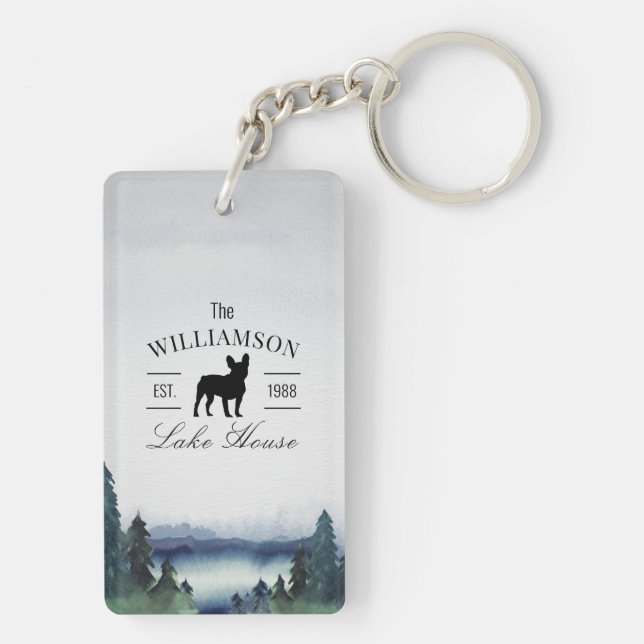 Custom Family Lake House Watercolor   Key Ring (Back)