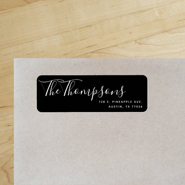 Custom Family Last Name Black Return Address ("Everyday is abundantly beautiful." 
Sincerely Best Wishes from Lucky Design World)