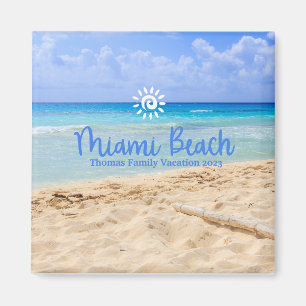 Custom Family Miami Beach Vacation Christmas Magnet