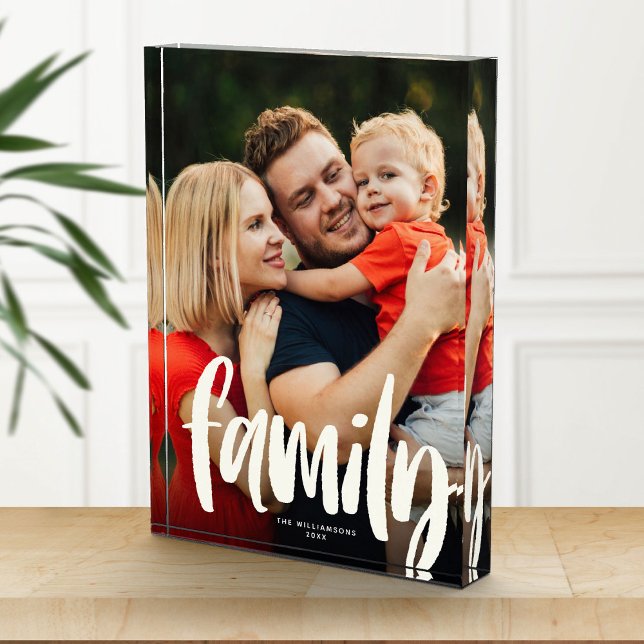 Custom Family Modern Bold Trendy Script Photo Block (Creator Uploaded)