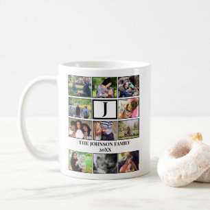 Custom Family Monogram 11 Photo Collage Coffee Mug