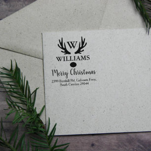 Custom Family Monogram, Merry Christmas, Rubber Stamp