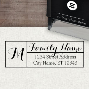Custom Family Monogram, Name and Return Address Self-inking Stamp