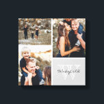 Custom Family Monogram Photo Collage Canvas Print<br><div class="desc">Beautiful personalised canvas wall art print with 3 of your custom family photos arranged in a square grid photo collage with your family name and monogram in the bottom corner. Add your favourite family photos and create a beautiful keepsake canvas art print. Click Customise It to move photos around, change...</div>