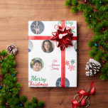 Custom Family Name 4 Photo Collage Funny Christmas Wrapping Paper<br><div class="desc">Wrap your gifts nicely with this fun paper,  featuring custom family name,  4 photos of your choice & snowflake pattern. Easily add your own photos by clicking on the "personalise" option.</div>