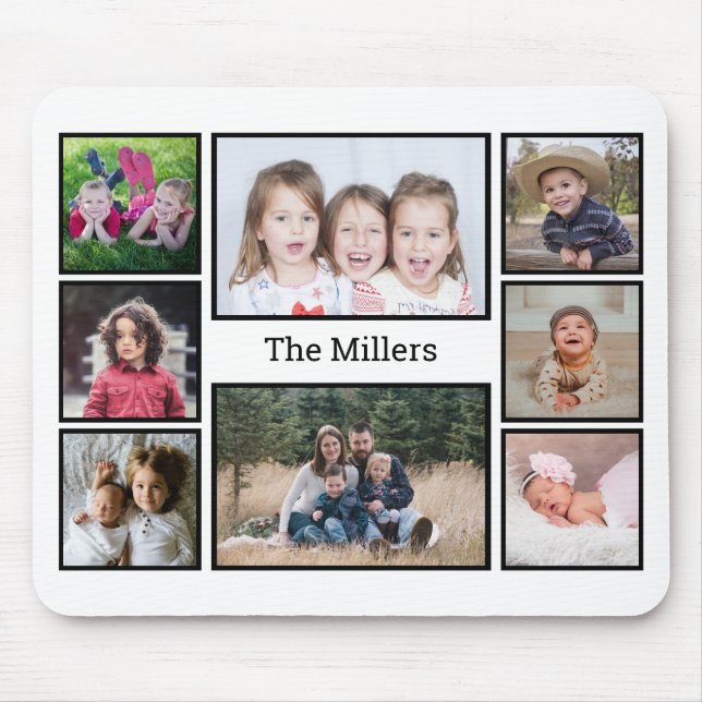 Custom Family Name 8 Photo Collage   Mouse Mat (Front)