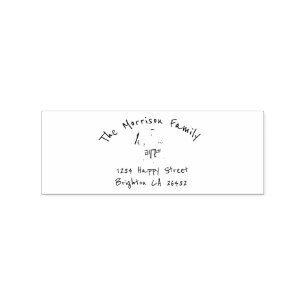 Custom Family Name Address Fun Script Rubber Stamp