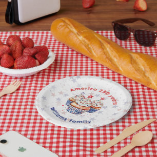 Custom Family Name America 250 Years of Freedom Paper Plate