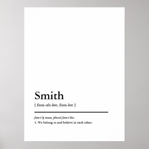 Custom Family Name and Motto Dictionary Definition Poster