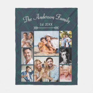 Custom Family Name and Photo Collage Fleece Blanket