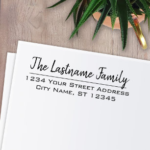 Custom Family Name and Return Address Handwritten Self-inking Stamp