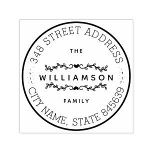 Custom Family Name and Return Address Self-inking Stamp