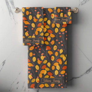 Custom Family Name Bathroom Towels Set