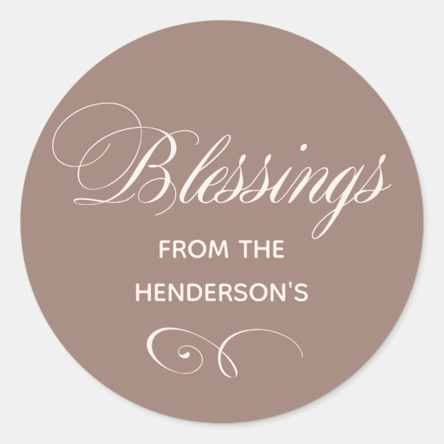 Custom Family Name Blessings Classic Round Sticker (Front)