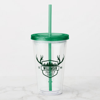 custom family name cabin forest acrylic tumbler