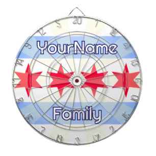 Custom Family Name Chicago Illinois Flag Design Dartboard