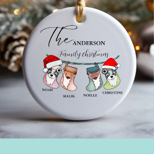 Custom family name christmas family gift  ceramic tree decoration