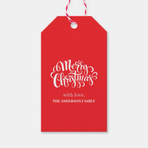 Custom Family Name Christmas Holiday Gift Tag