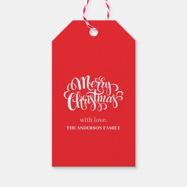 Custom Family Name Christmas Holiday Gift Tag (Front)