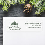 Custom Family Name Christmas Tree Farm Retro<br><div class="desc">Add a festive touch to your mail with our custom holiday return address labels! Featuring your family name and a retro Christmas tree farm design in sage green,  they’re perfect for sending out holiday cards in style!</div>