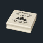 Custom Family Name Christmas Tree Farm Retro Rubber Stamp<br><div class="desc">Add a festive touch to your mail with our custom holiday stamp! Featuring your family name and a retro Christmas tree farm design in sage green,  it’s perfect for sending out holiday cards with a personal flair.</div>